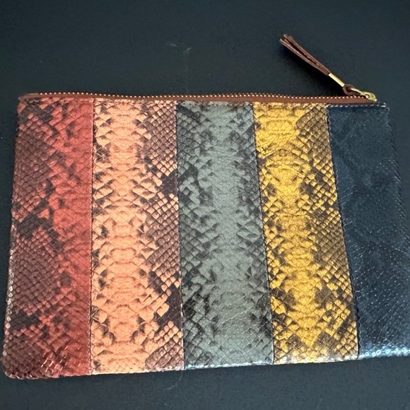 The Leather Pouch Clutch: Colorblock Snake Embossed Edition - Picture 1 of 4